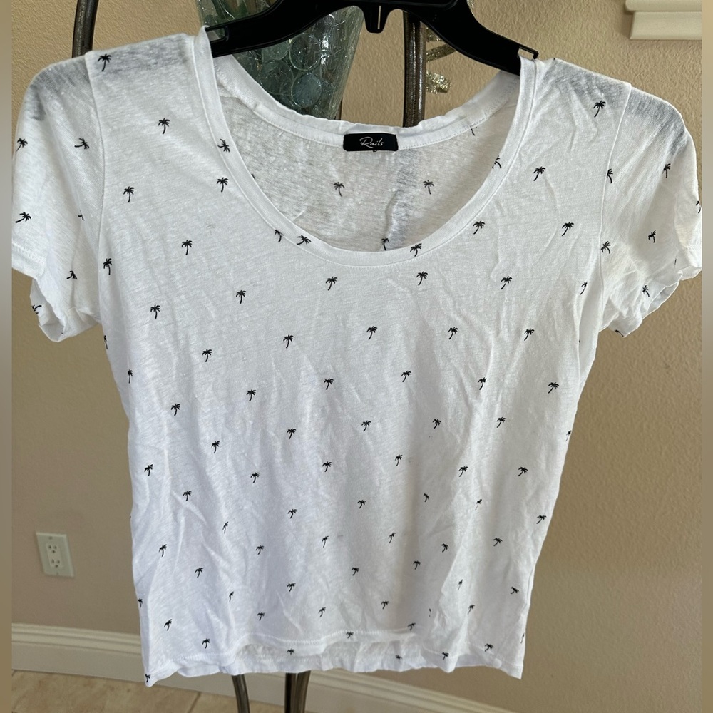 Rails Woman’s Luna White Mini Palms short sleeve Tee T-shirt